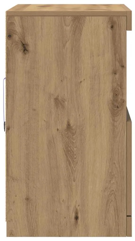 Sideboard vidaXL com Luzes LED Carvalho Artesanal 60x37x67 cm