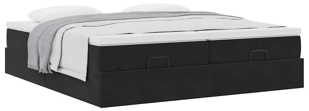 Estrutura de cama otomana com colchões 160x200 cm veludo preto