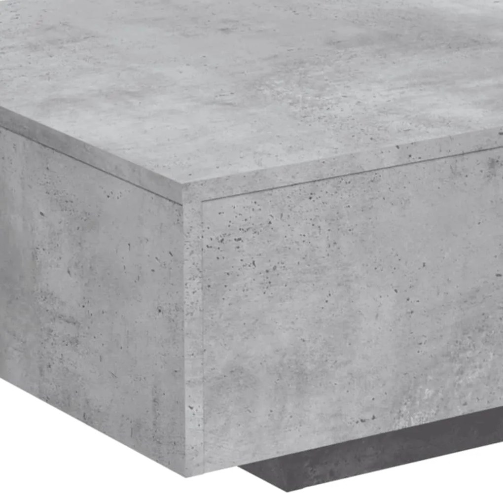Mesa de centro com luzes LED 85x55x31 cm cinzento cimento