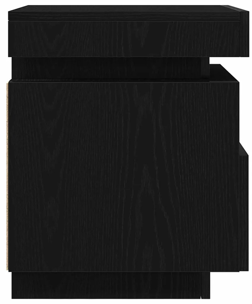 Mesa de cabeceira vidaXL com luzes LED 2 pcs Carvalho preto 40x39x48,5