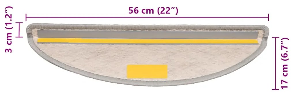 Tapetes escada adesivos aspeto sisal 30 pcs 56x17x3cm platina