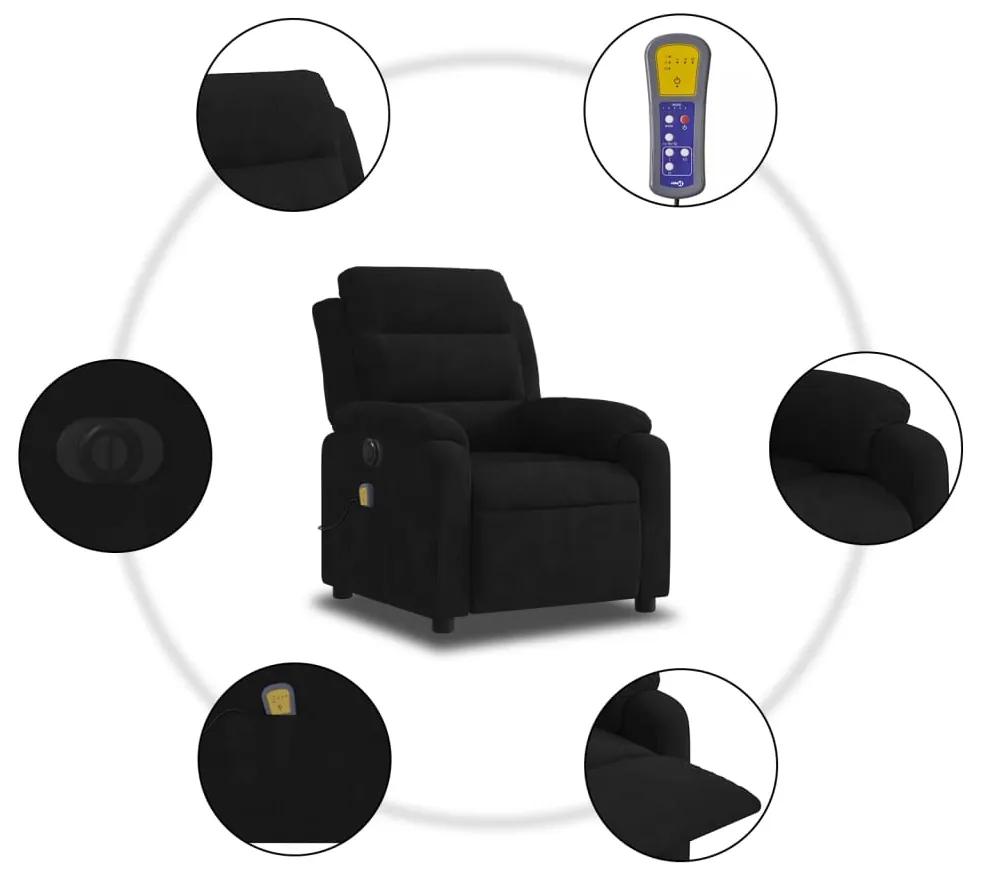 Poltrona de massagens reclinável elétrica veludo preto