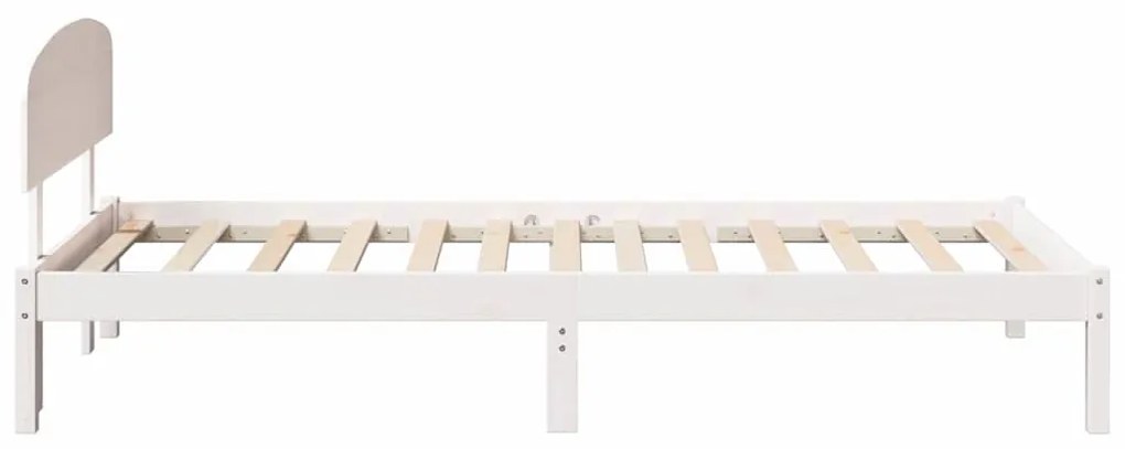 Estrado de Cama com Cabeceira Branco 90x200 cm Madeira Maciça de Pinho