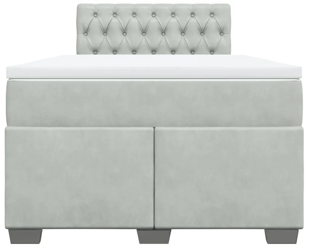 Cama boxspring com colchão 120x190 cm veludo cinzento-claro