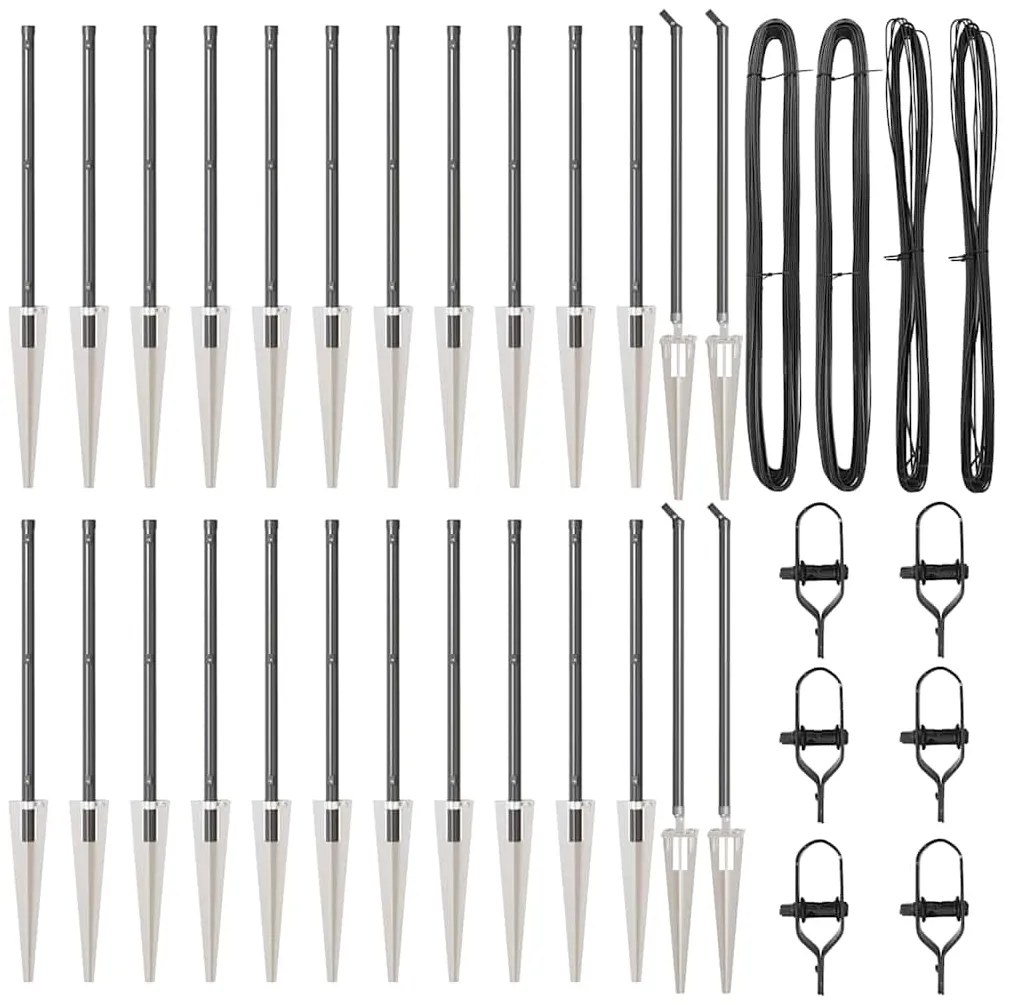 Posts para Cerca com Ponta 26 peças Ø32 mm 80 cm em Aço Galvanizado
