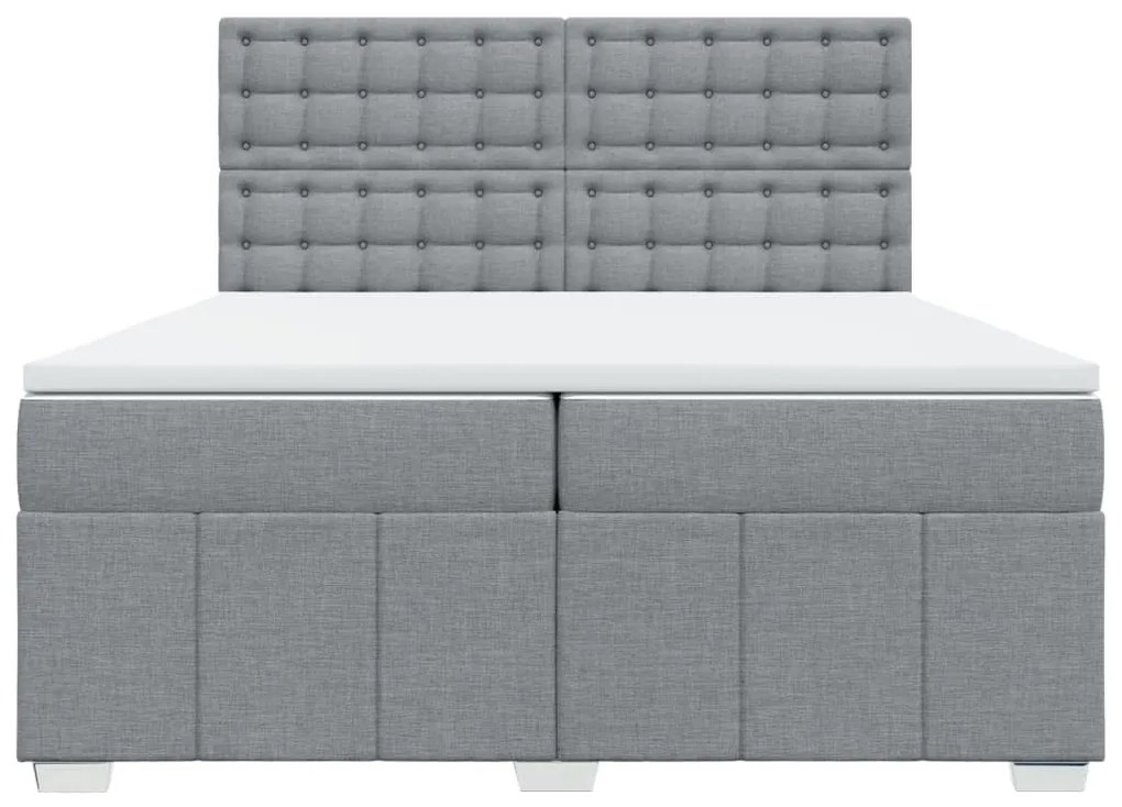 Cama com molas/colchão 200x200 cm tecido cinza-claro