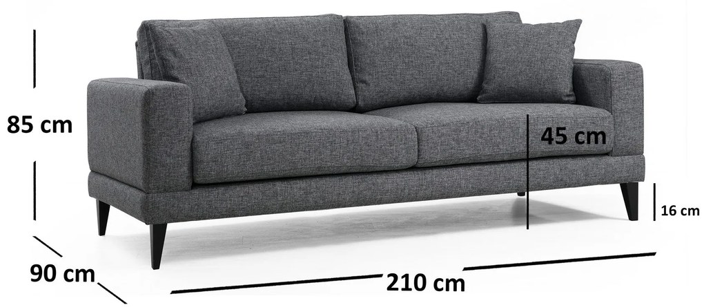 **** Sofá-Cama 3 Lugares Nordic – Cinzento Escuro – 210x90x85 cm
**