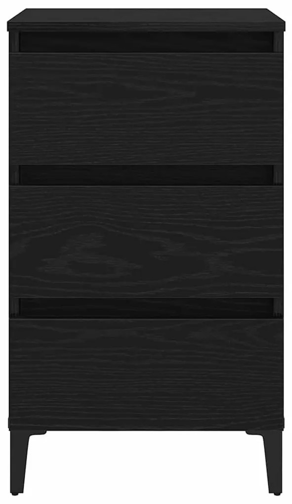 Criado-mudo vidaXL com Pé de Metal Preto Carvalho 40x35x69 cm