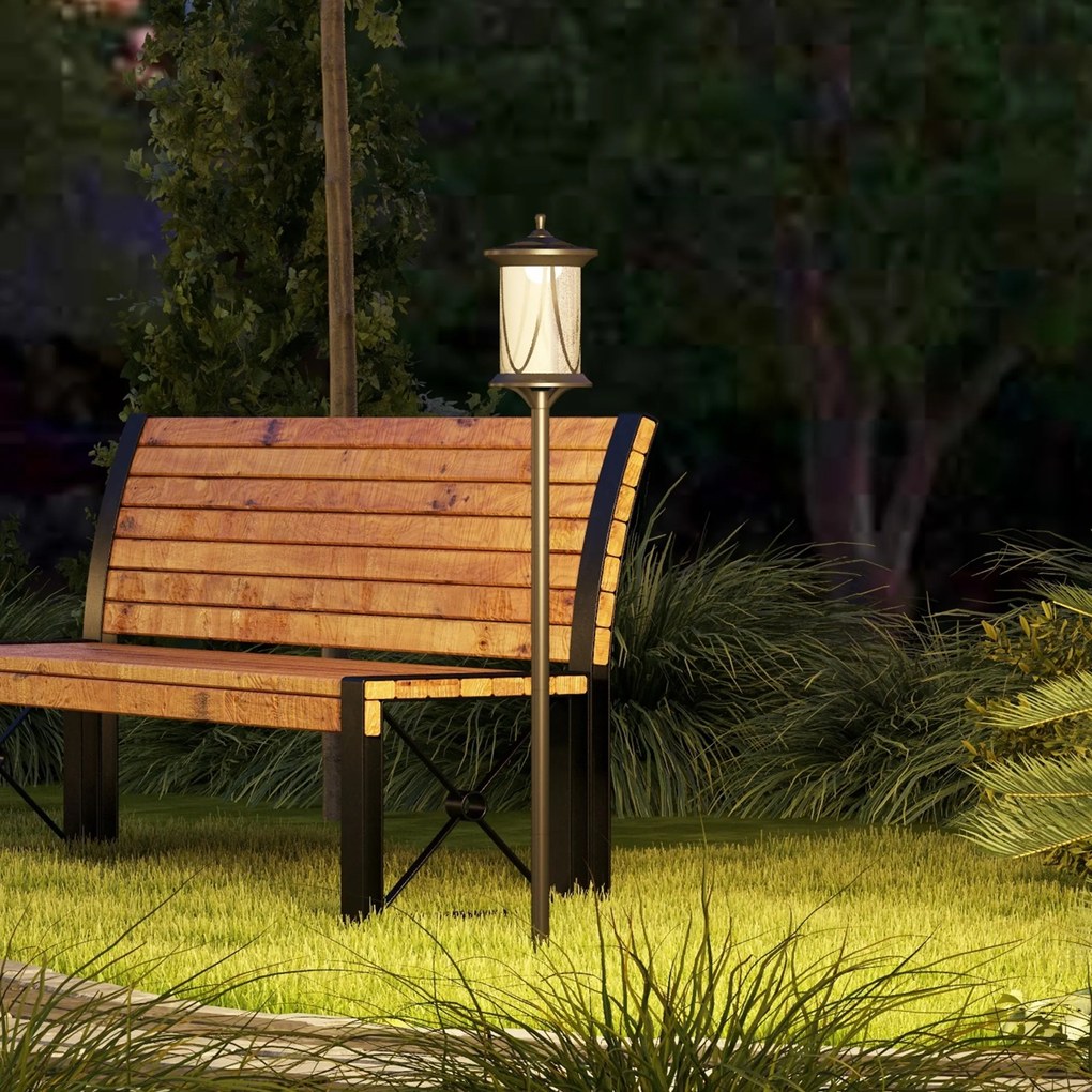 Candeeiro de Pé Solar de Jardim, 17 x 17 x 127 cm, Acendimento Automático, Preto