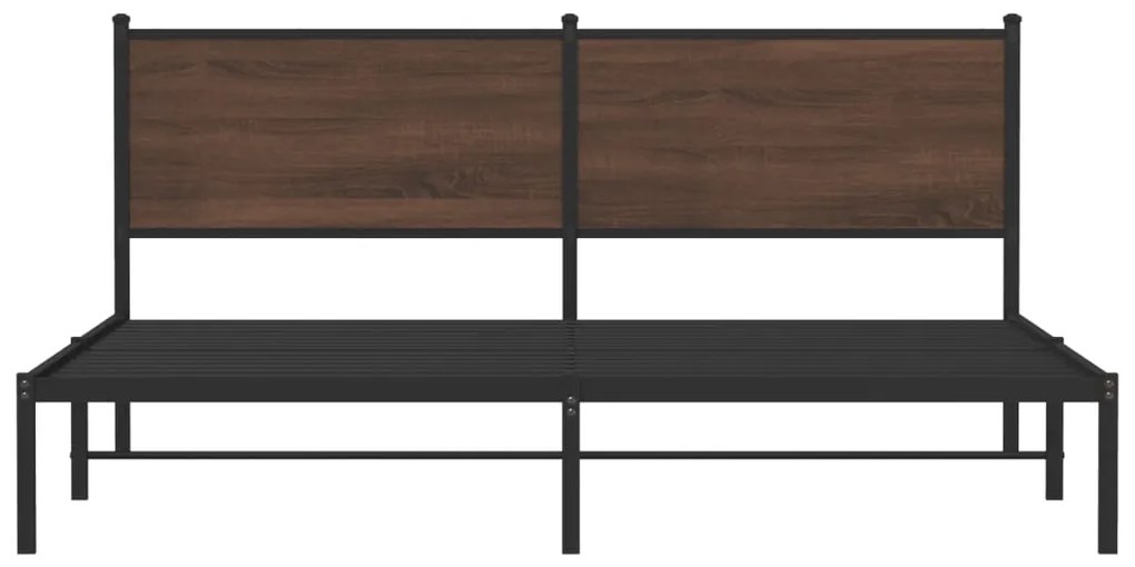 Estrutura cama sem colchão 183x213 cm metal carvalho castanho
