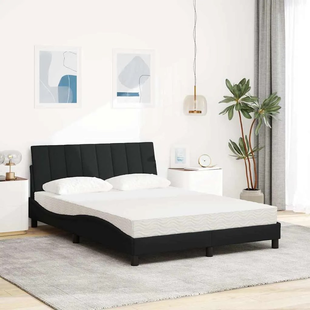 Cama com colchão 140x190 cm tecido preto