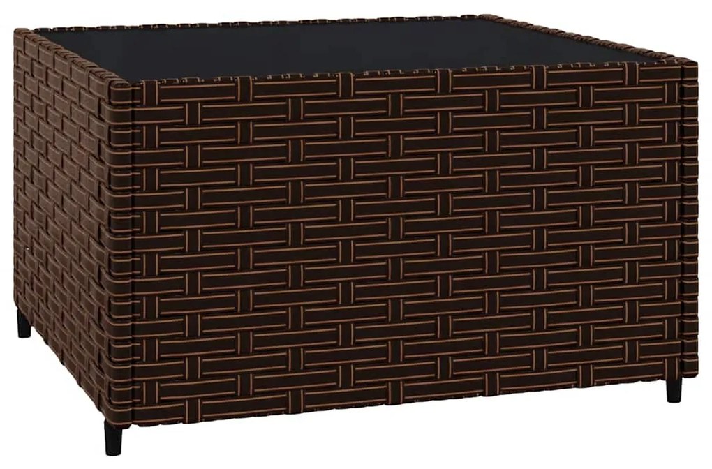 3 pcs conjunto lounge jardim c/ almofadões vime PE castanho