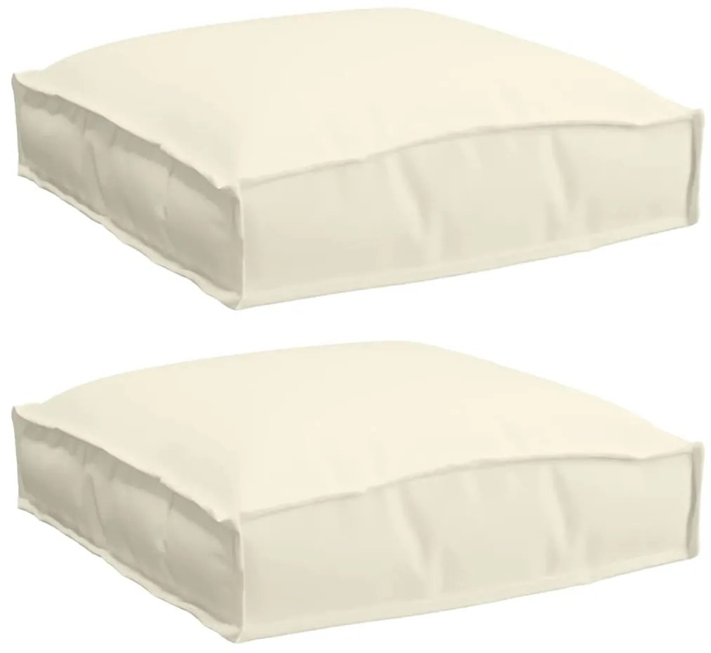 Almofadas de Pallet para Assento 2 pcs Creme 40x40x8 cm Tecido Oxford