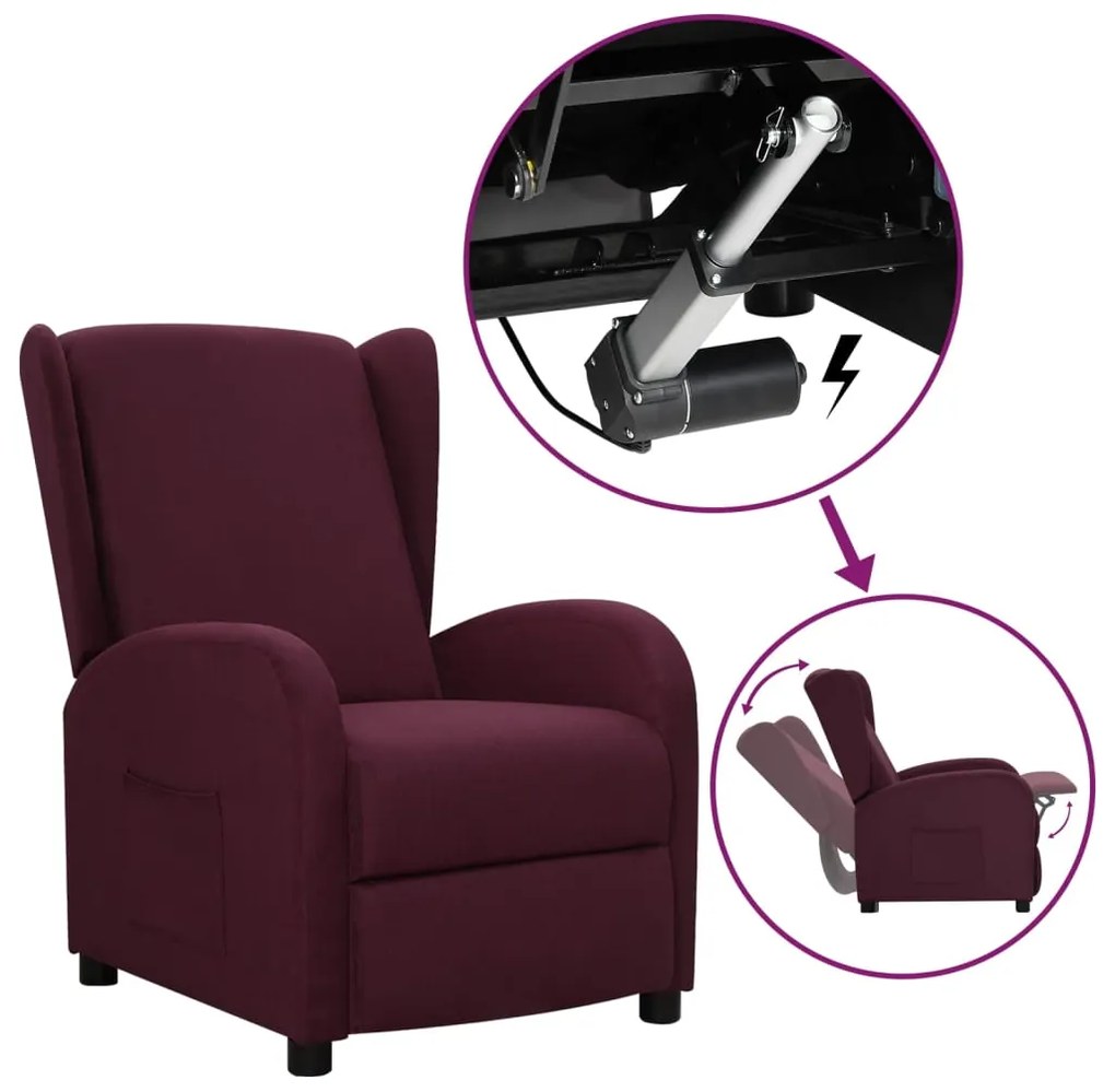 vidaXL Poltrona elevatória tecido roxo