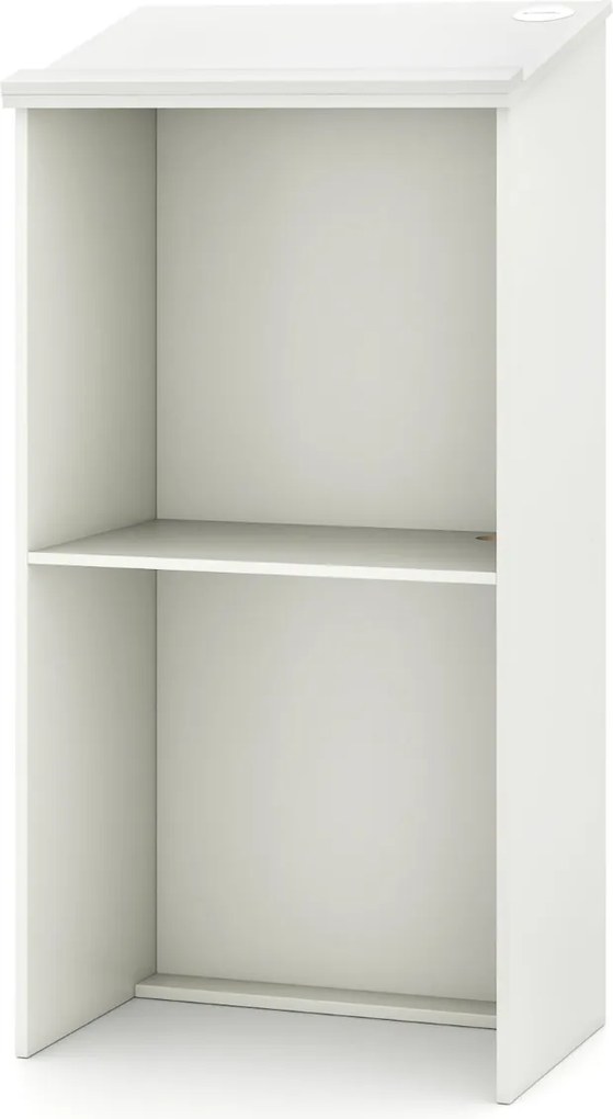 Suporte para pódio 58 x 40 x 116,5 cm com prateleira e orifícios para cabos Branco