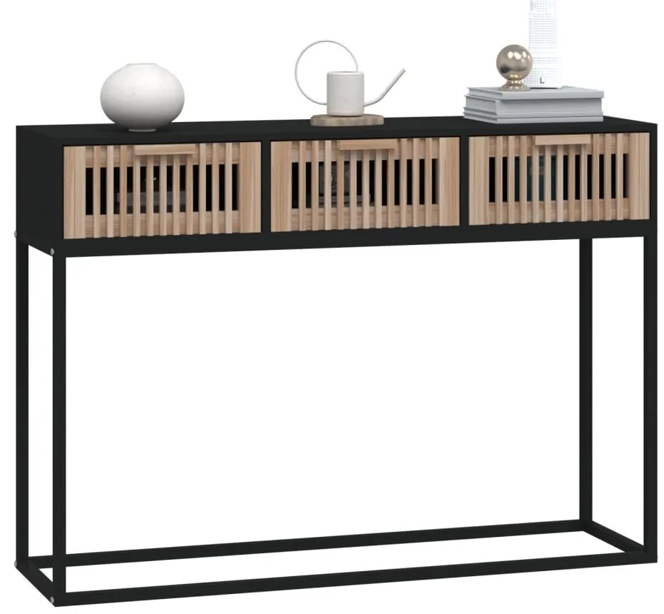Mesa consola 105x30x75 cm derivados de madeira e ferro preto