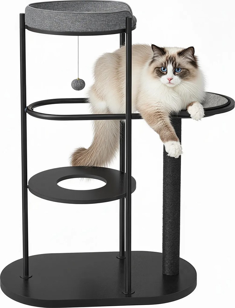 Arranhador para gatos moderno 80 x 43 x 107 cm vários níveis preto