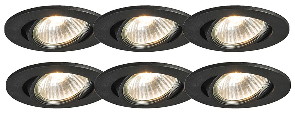 Conjunto de 6 focos embutidos pretos inclináveis - Cisco