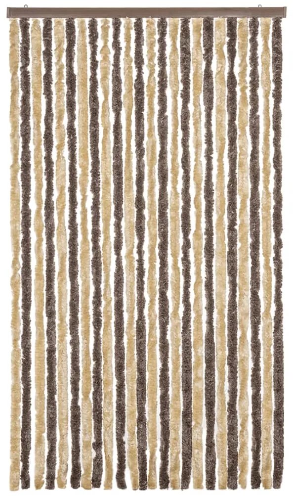 Cortina anti-insetos 100x230 cm chenille castanho-escuro e bege