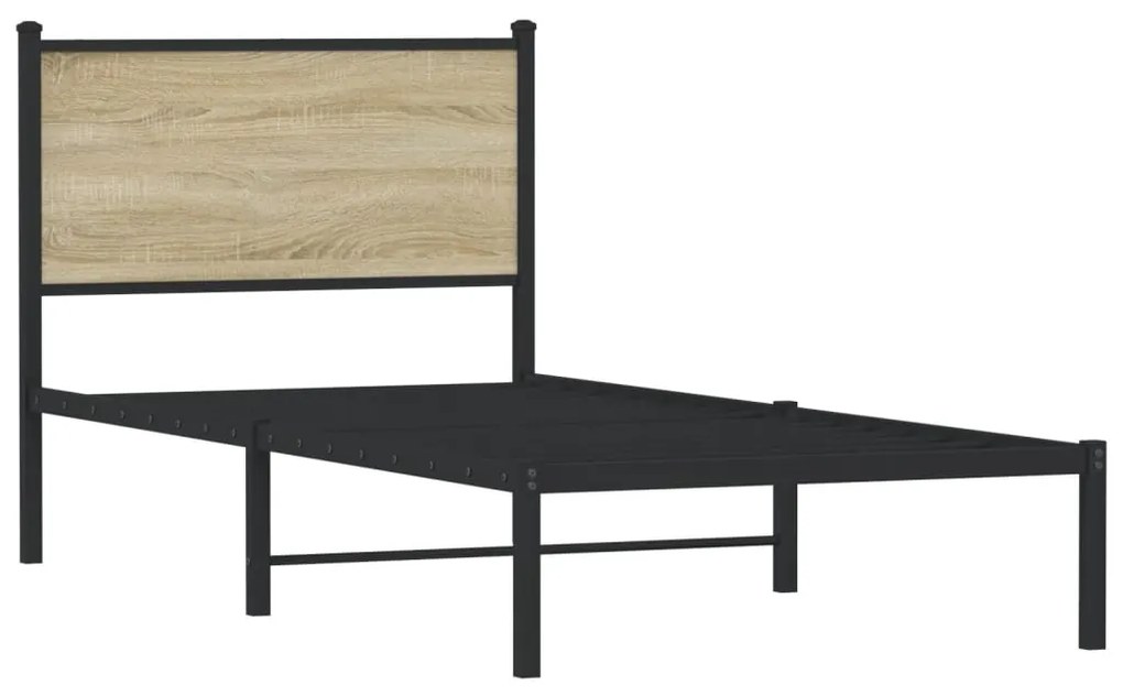 Estrutura de cama sem colchão 90x200 cm metal carvalho sonoma