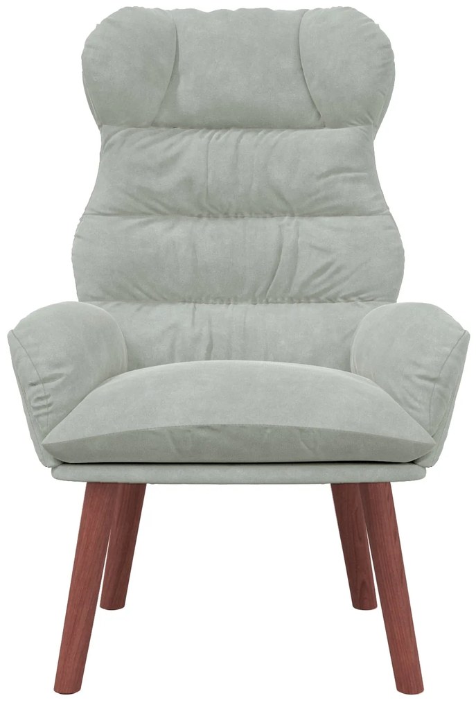 Poltrona Relaxante Veludo Cinza Claro