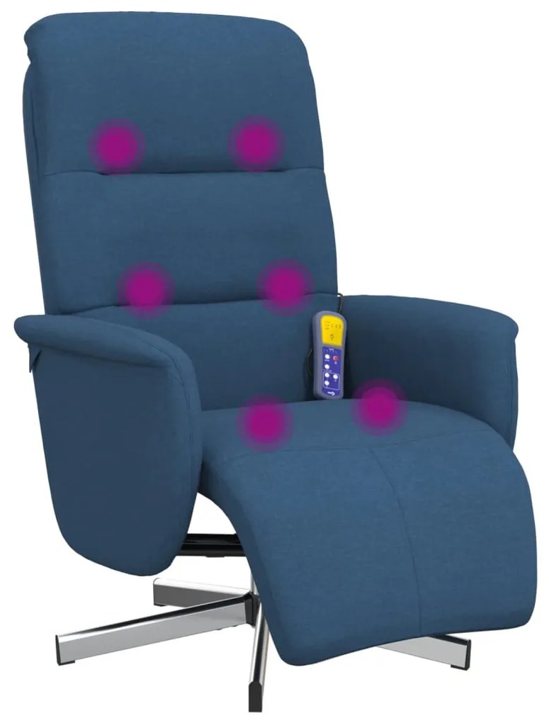 Cadeira de massagens reclinável c/ apoio de pés tecido azul