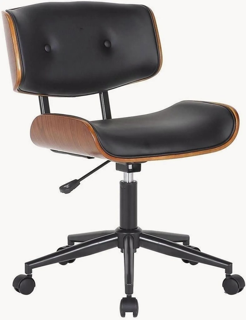 Cadeira de escritório em couro sintético e madeira regulável em altura Visby