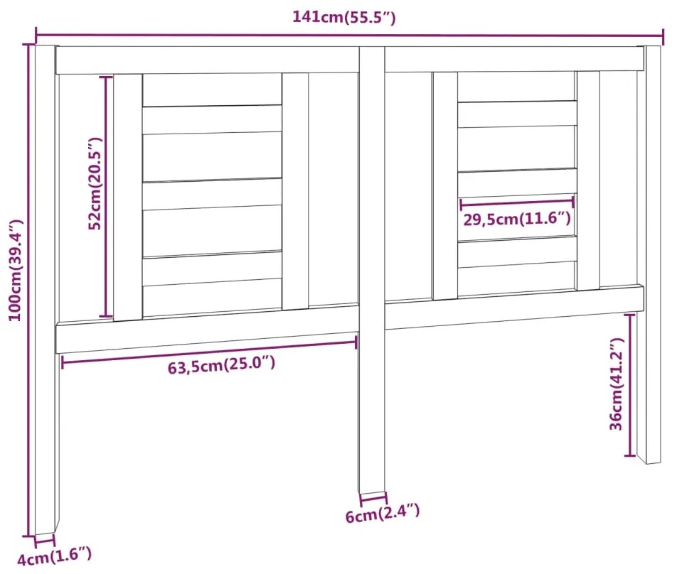 Cabeceira de cama 141x4x100 cm pinho maciço castanho mel