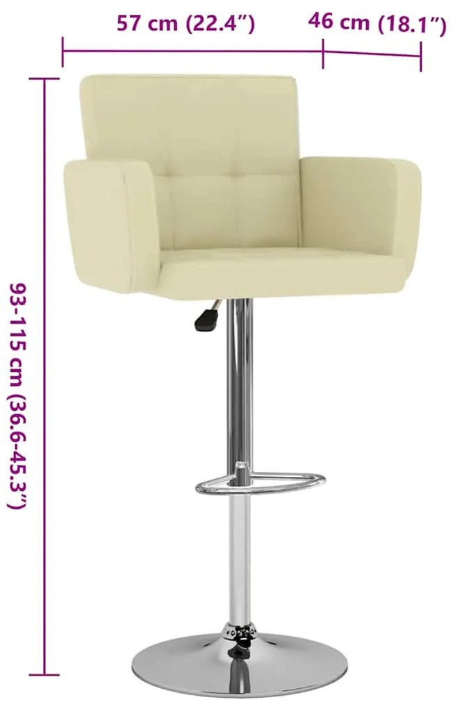 Bancos de bar 2 pcs couro artificial cor creme