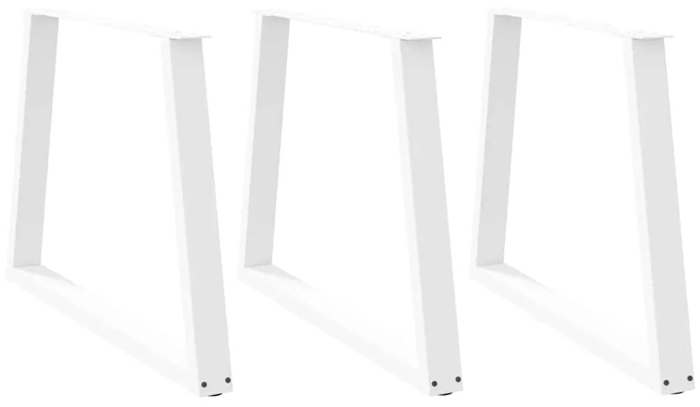 Mesa de jantar pernas 3pcs forma V 100x(72-73,3)cm aço branco