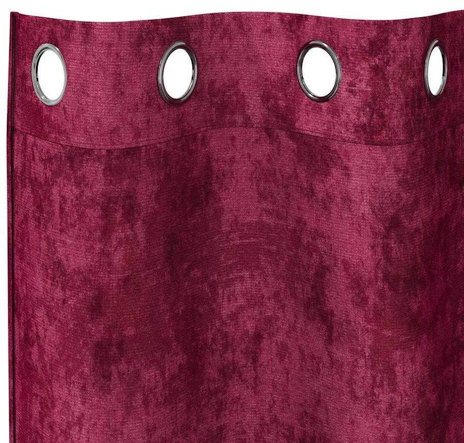 Cortinas de Veludo 2 pcs com Ilhós Vermelho Vinho 140x140 cm