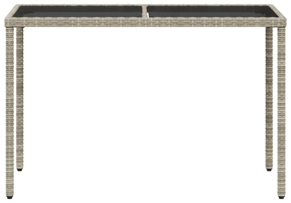 Mesa jardim c/ tampo de vidro 115x54x74 cm vime PE cinza-claro