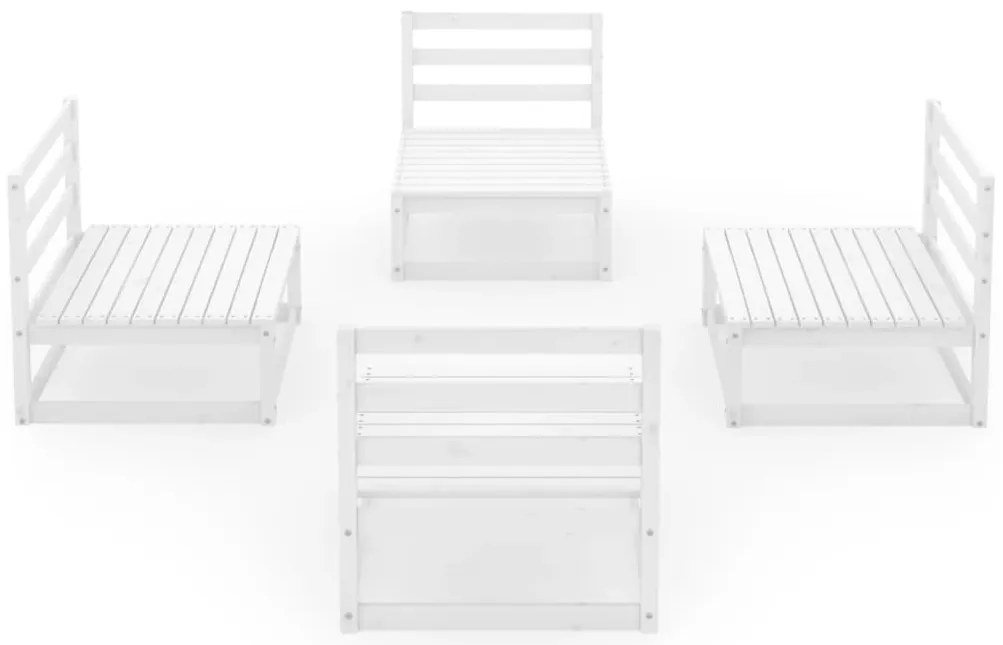 4 pcs conjunto lounge de jardim pinho maciço branco