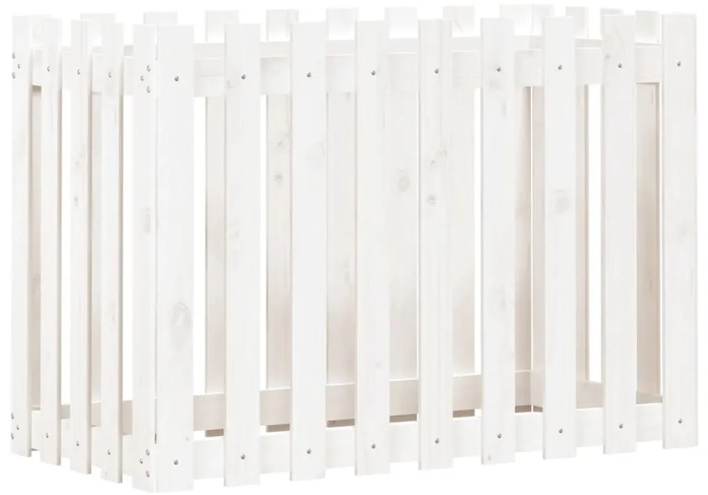 Canteiro elevado design cerca 100x50x70 cm pinho maciço branco