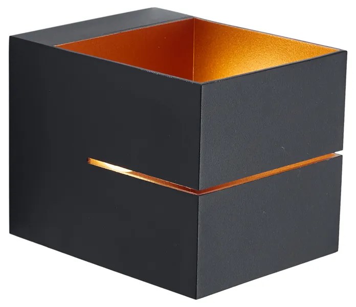 Candeeiro de Parede Preto com Interior Dourado Incl. LED e Dimmer de Toque Recarregável - Joris Groove Moderno
