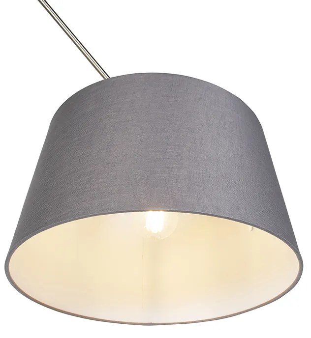 Candeeiro de suspensão em aço com abajur de linho cinzento escuro 35 cm - Blitz Moderno