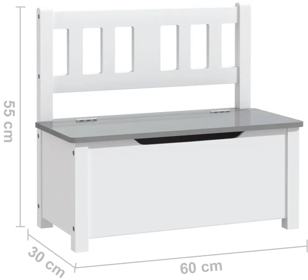 4 pcs conjunto mesa e cadeiras infantil MDF branco e cinzento