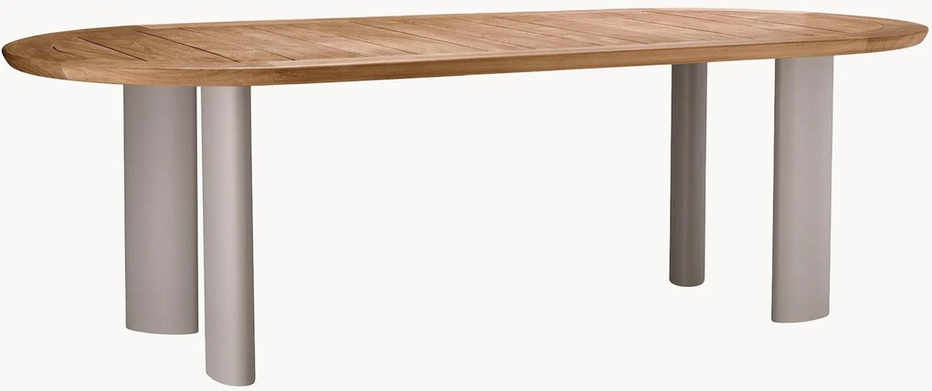 Mesa oval para jardim com tampo de madeira de teca Mogador, 247 x 110 cm