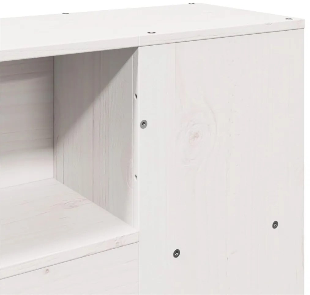 Cama com estante sem colchão 140x190 cm pinho maciço branco