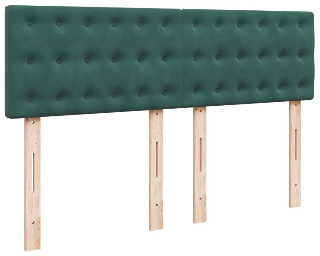 Cama com molas/colchão 160x200 cm veludo verde-escuro