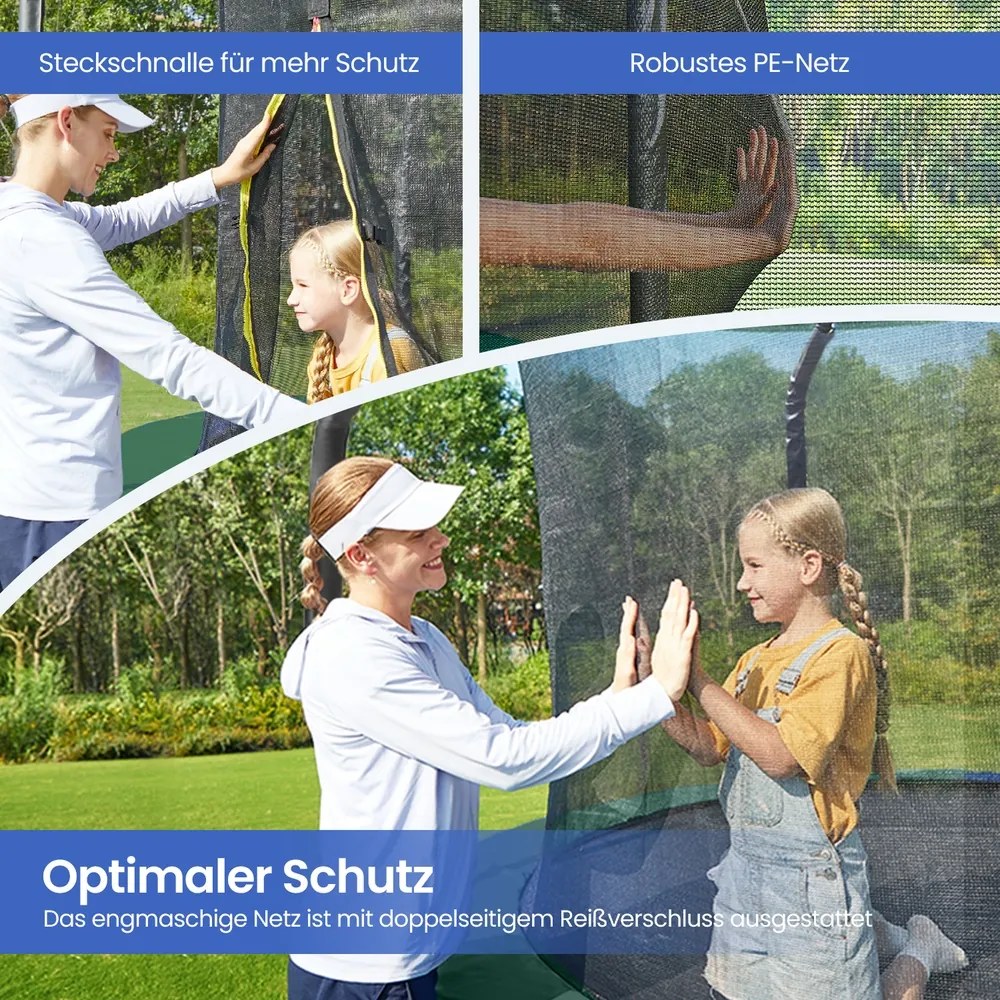 Trampolim de 305 cm de jardim, com rede de segurança Preto-verde escuro