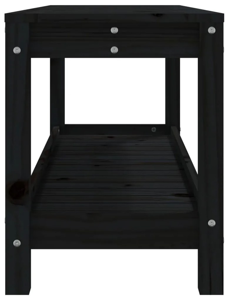 Banco de jardim 108x35x45 cm madeira de pinho maciça preto
