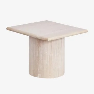 Mesa Lateral Quadrada Em Travertino Lausane 55 X 55 Cm - Sklum