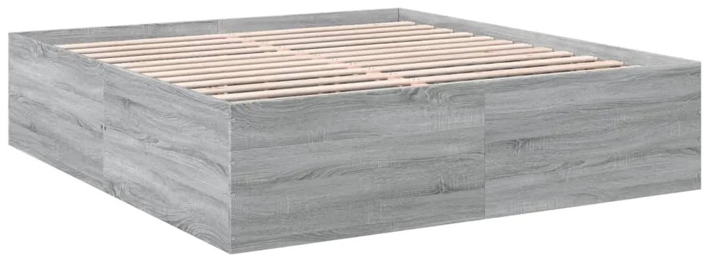 Estrutura de cama 200x200 cm derivados madeira cinzento sonoma