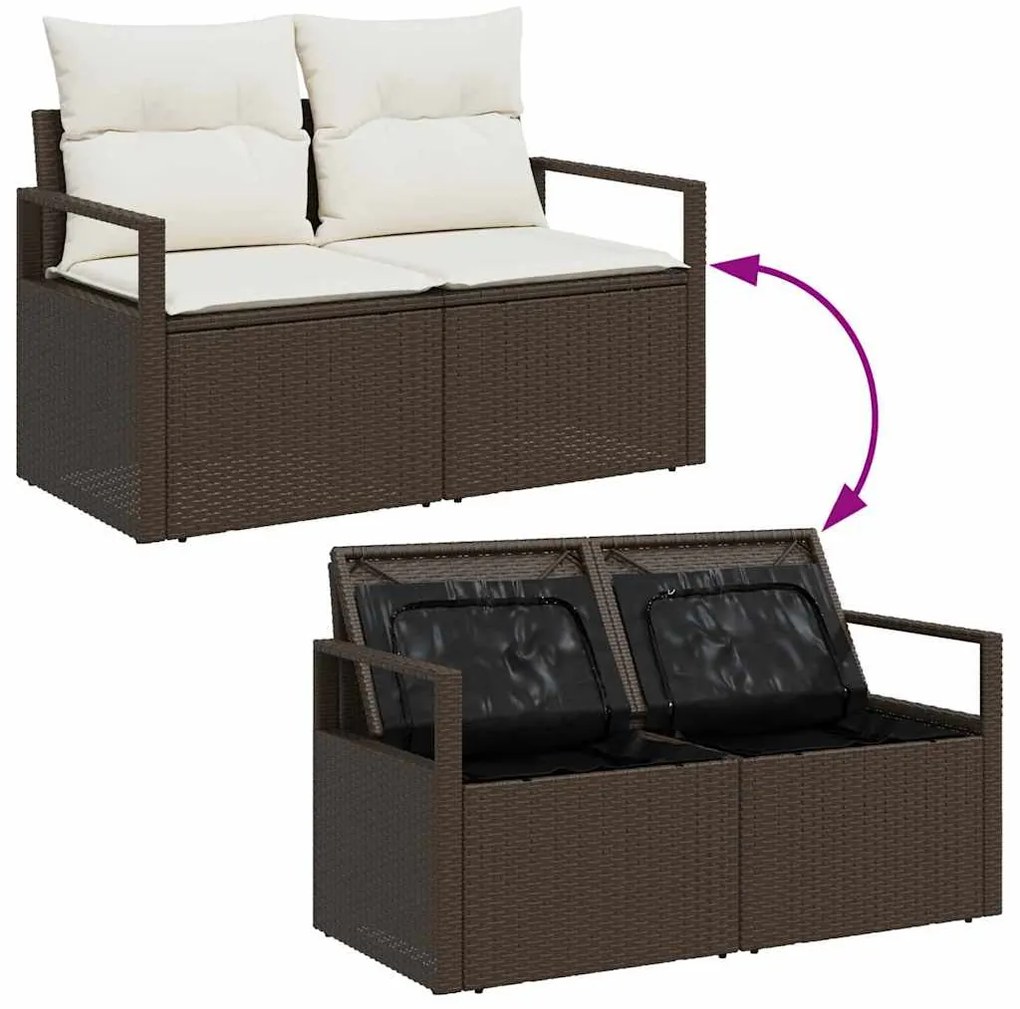 Conjunto de Sofá de Jardim com 5 Peças e Almofadas em Rattan Sintético