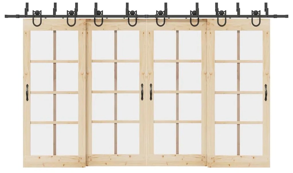 Kit de ferragens para porta deslizante 400 cm aço preto
