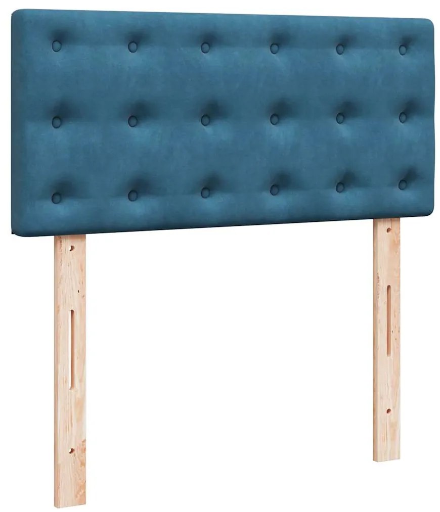 Cama boxspring com colchão 100x200 cm veludo azul