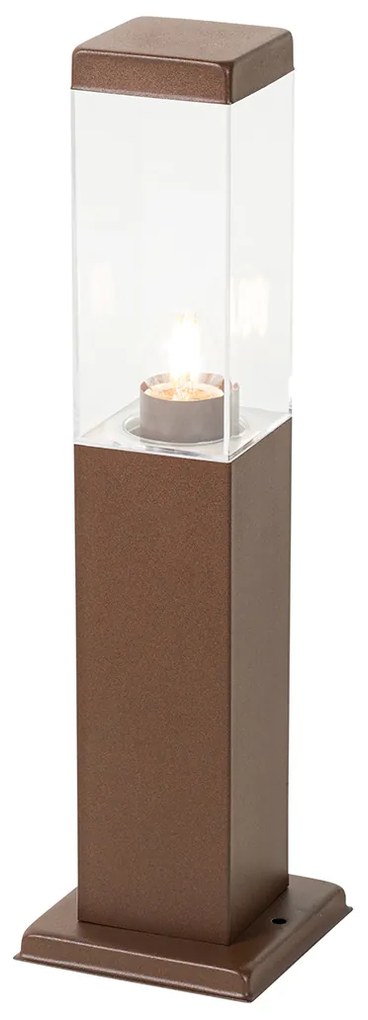 Candeeiro de poste exterior moderno castanho enferrujado 45 cm - Malios Moderno