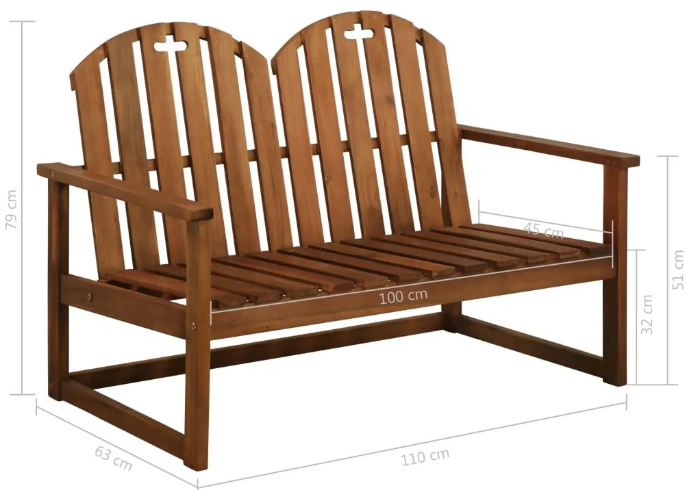 Banco de jardim 110 cm madeira acácia maciça