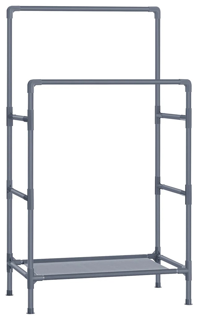 Varão p/ roupa, 2 níveis, prateleira inferior, carga máx. ~55 kg, cor cinzenta